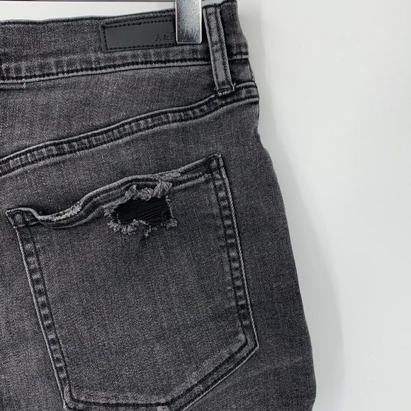 Abercrombie & Fitch mid-rise Boyfriend cut-off jean shorts black frayed hem 27 4 - Picture 3 of 4